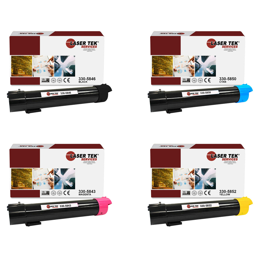 4 Pack Compatible Dell 5130 Replacement Toner Cartridges (1 Black 330-5846, 1 Cyan 330-5850, 1 Magenta 330-5843, 1 Yellow 330-5852) for use in the Dell Color Laser 5120cdn, 5130cdn, 5140cdn