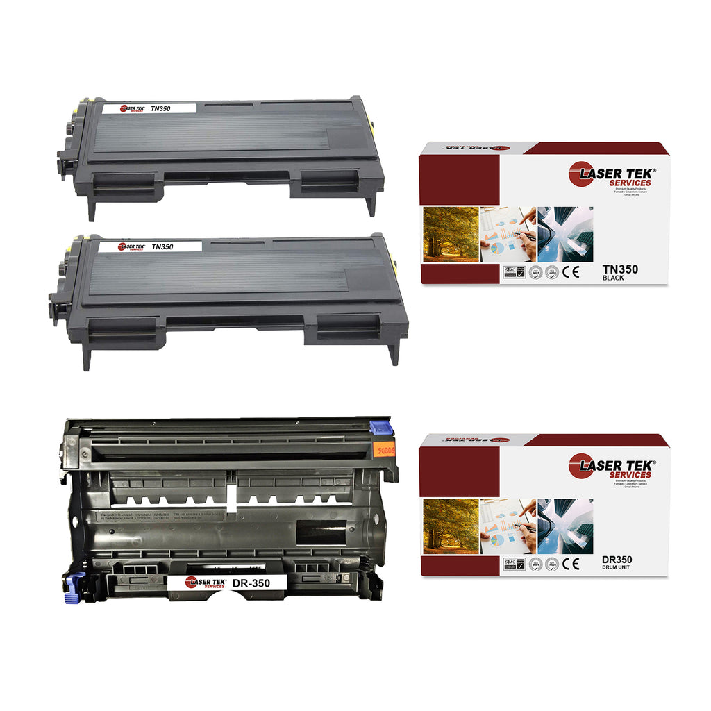 2 BROTHER TN350 CARTRIDGES 1 DR350 DRUM - Laser Tek Services