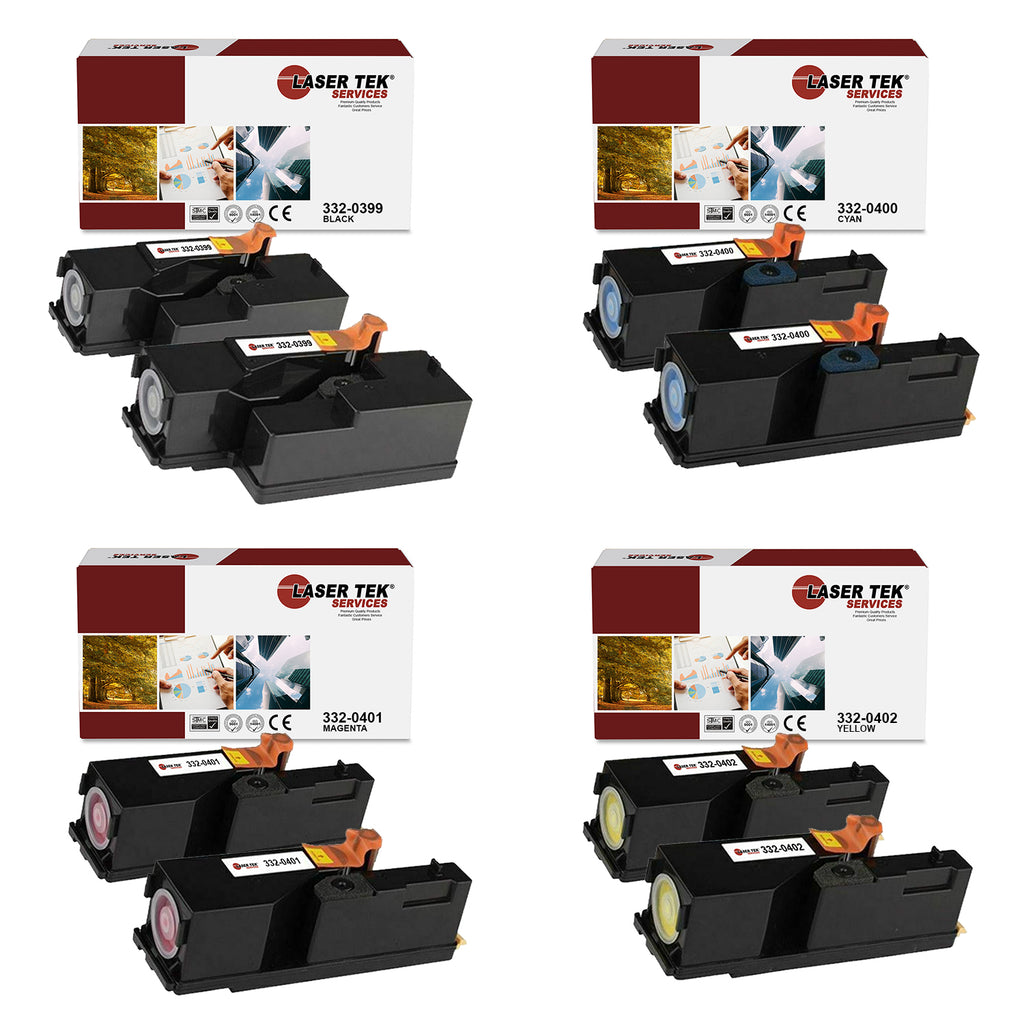 8 Pack Compatible Dell 332-0339 332-0400 332-0401 332-0402 Replacement Toner Cartridges foir use in Dell C1660w C1660 C1660cnw(2 Black, 2 Cyan, 2 Magenta, 2 Yellow)