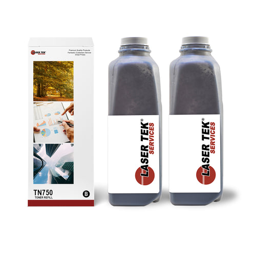 2 PACK TN750 TONER REFILL FOR BROTHER DCP-8150DN HL-5440D 5450DN 5470D 6180DW