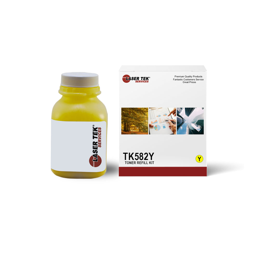 YELLOW TONER REFILL WITH RESET CHIP FOR KYOCERA TK582Y TK-582Y TK-582 TK582