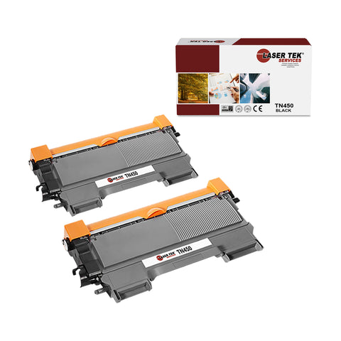 2 Pack Brother TN450 TN-450 Premium Remanufactured Toner Cartridge