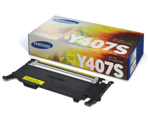 Samsung CLT-Y407S OEM Yellow Toner Cartridge for the CLP320 CLP325 CLX-3185FW