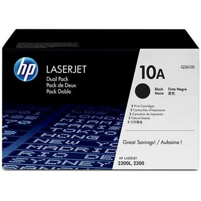HP LaserJet Q2610AD 10A 2300 Black OEM Toner Cartridge Dual PK