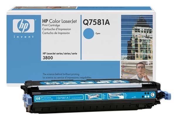 HP Color LaserJet Q7581A 3800 Cyan OEM Toner Cartridge