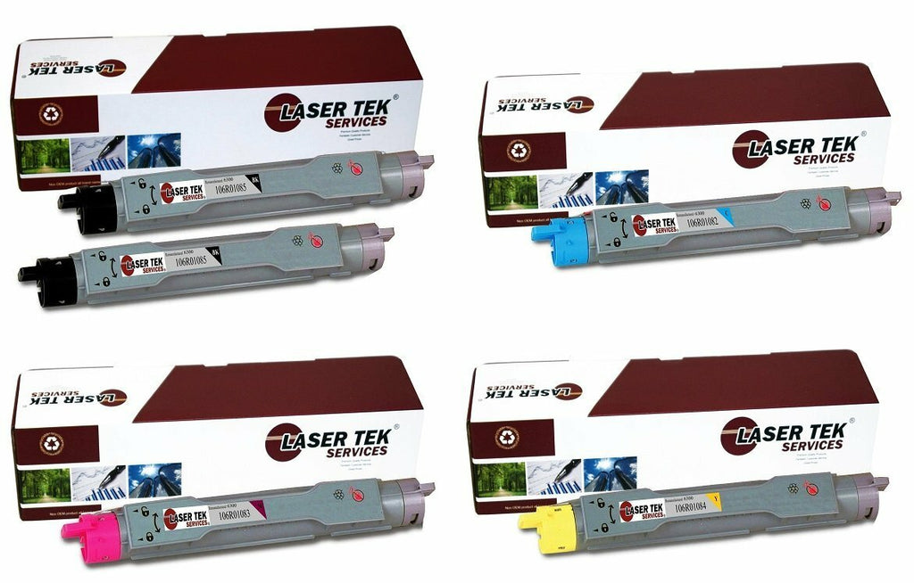 5 Pack Compatible Phaser 6300 Toner Cartridge Replacements for the Xerox 106R01085, 106R01082, 106R01083, 106R01084. (2x Black, Cyan, Magenta, Yellow)