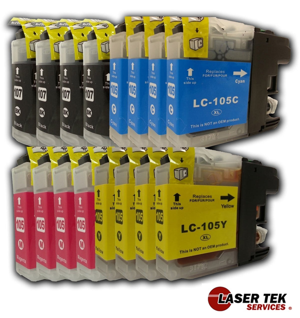 BROTHER LC107 AND LC105 16-SET COMPATIBLE SUPER HIGH YIELD INK CARTRIDGES: 4BK, 4C, 4M, 4Y