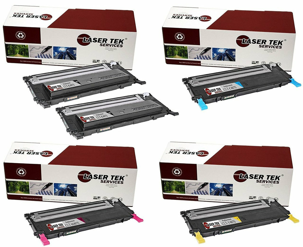 5 Pack Compatible Samsung CLT-407S High Yield Replacement Toner Cartridges for the Samsung CLP-320, CLP-320N, CLP-321N, CLP-325, CLP-325W, CLP-326, CLX-3180
