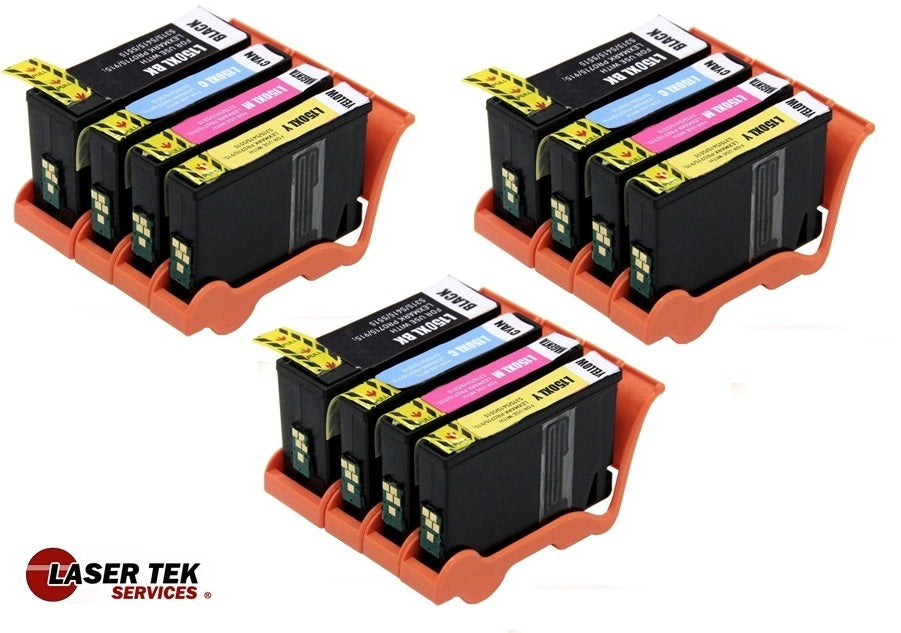 COMPATIBLE LEXMARK 150XL 12-SET HIGH YIELD INK CARTRIDGES: 3BK, 3C, 3M, 3Y