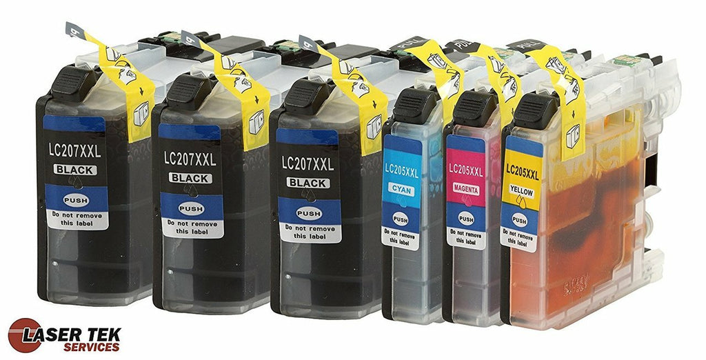 6 Pack Compatible Brother LC207 / LC205 Super High Yield Replacement Ink Cartridges for the Brother MFC-J4320DW, MFC-J4420DW, MFC-J4620DW (3 Black, 1 Cyan, 1 Magenta, 1 Yellow)