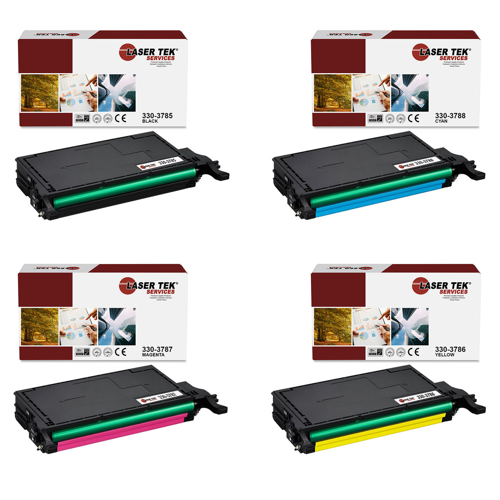 4 Pack Compatible Dell 2145 Replacement Toner Cartridges (1 Black 330-3789, 1 Cyan 330-3792, 1 Magenta 330-3791, 1 Yellow 330-3790) for use in the Dell Color Laser 2145CN