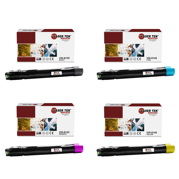 4 Pack Compatible Dell 7130 Replacement Toner Cartridges (1 Black 330-6135, 1 Cyan 330-6138, 1 Magenta 330-6141, 1 Yellow 330-6139) for use in the Dell Color Laser 7130cdn