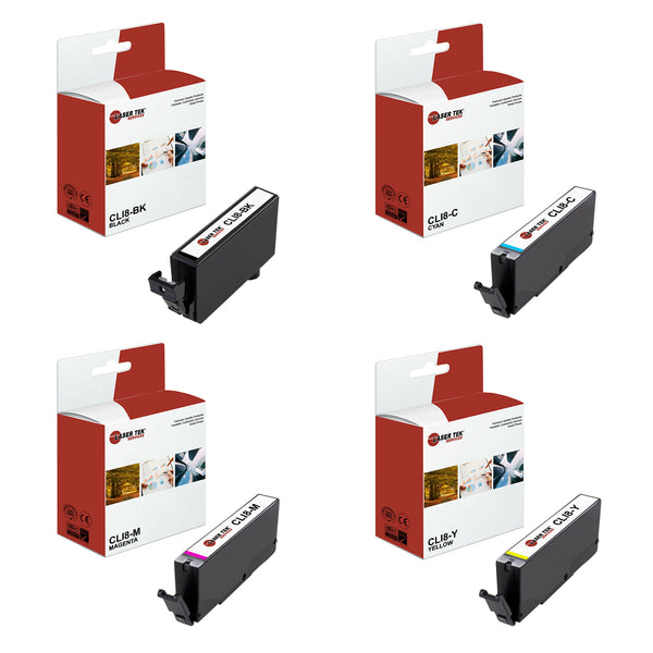 4 Pack Canon CLI-8 Remanufactured Ink Cartridge for Pixma Pro 9000 iP3300 MP500 MX700 - Black, Cyan, Magenta, Yellow