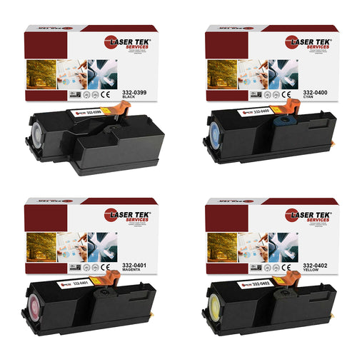 4 Pack Compatible Dell 332-0339 332-0400 332-0401 332-0402 Replacement Toner Cartridges foir use in Dell C1660w C1660 C1660cnw(1 Black, 1 Cyan, 1 Magenta, 1 Yellow)