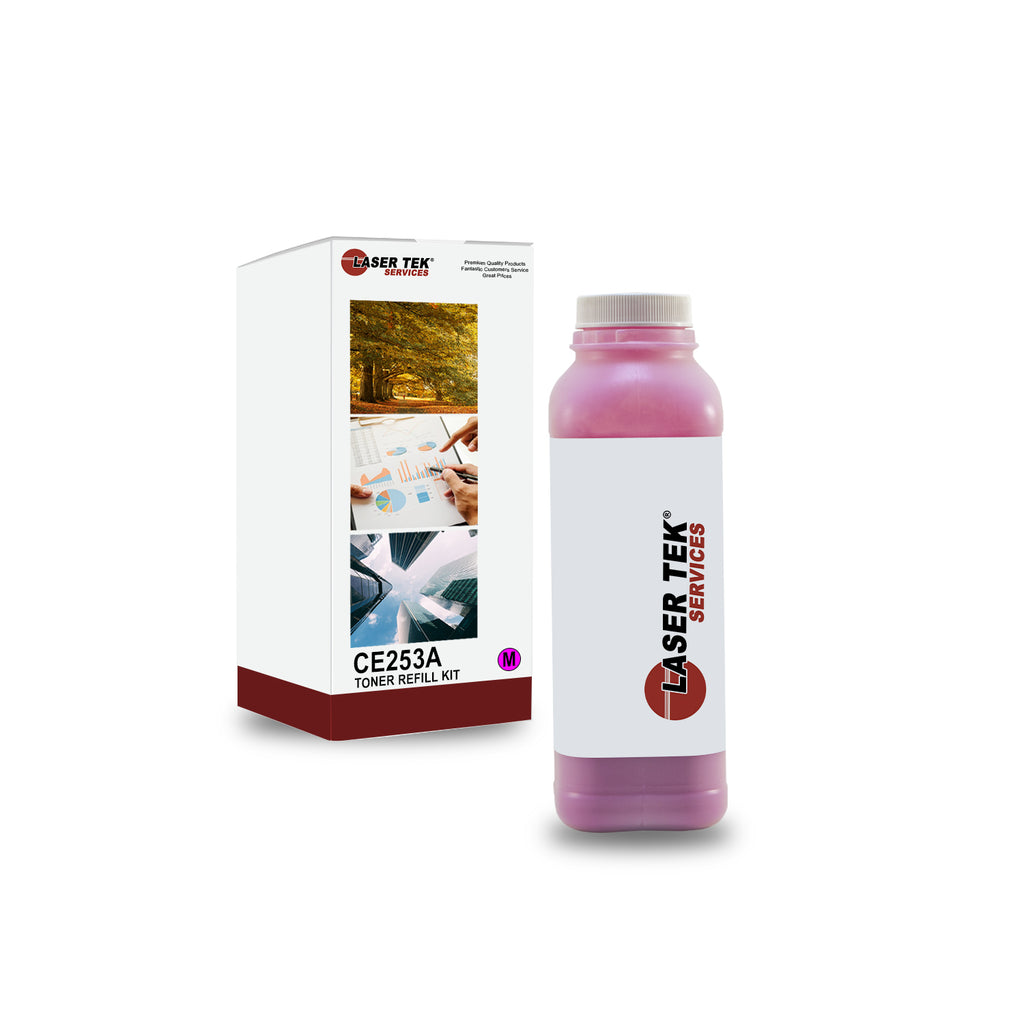 HP LASERJET CP3525 CM3530 CE253A MAGENTA TONER REFILL WITH CHIP