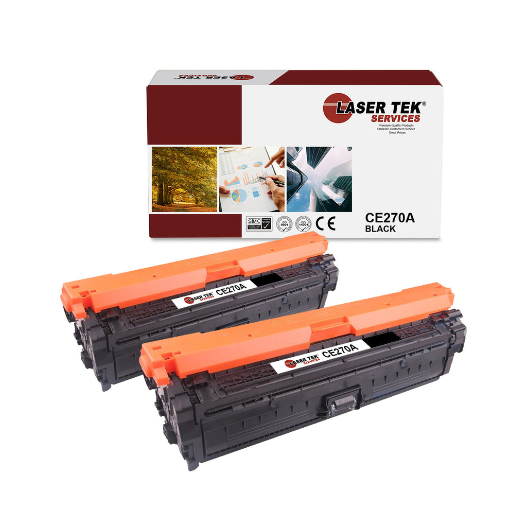 HP CE270A Black Toner Cartridge 2 Pack - Laser Tek Services