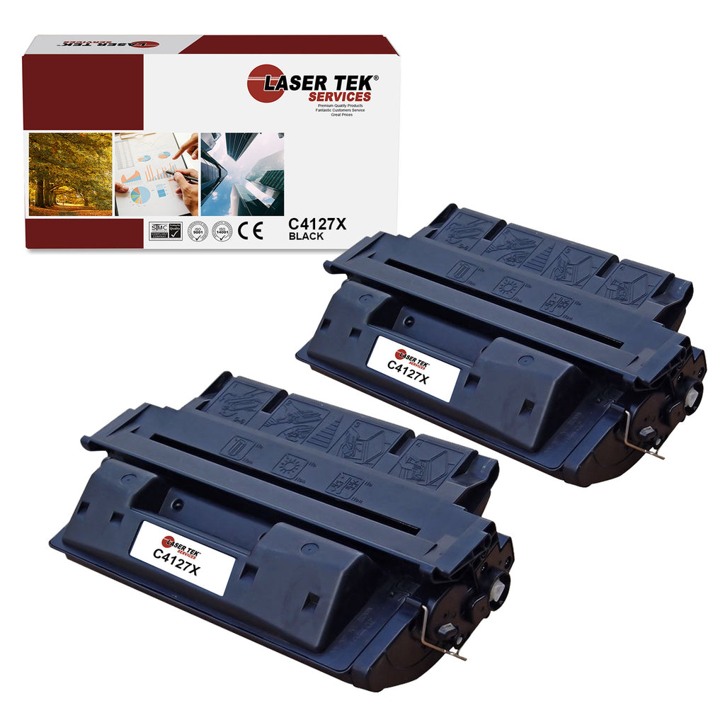 2 Pack Black Compatible Toner Cartridge Replacements for HP C4127X