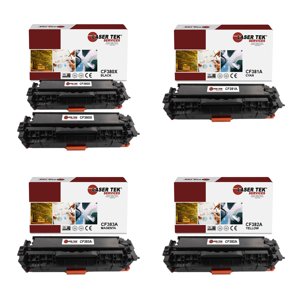 5 Pack Compatible HP CF380A Replacement Toner Cartridges for the HP Laserjet Pro MFP M476nw (2 CF380A, CF381A, CF382A, CF383A)