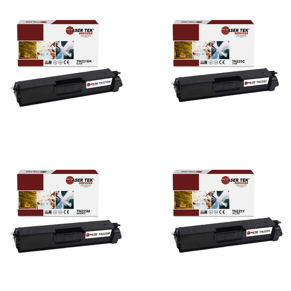 4 Pack Brother TN221 TN225 Toner Cartridge - Laser Tek Services