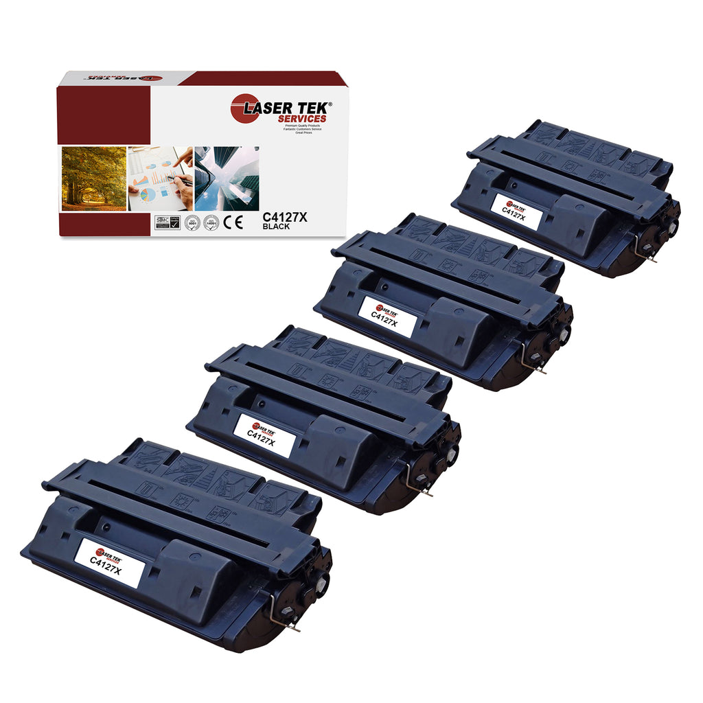 4 Pack Black Compatible Toner Cartridge Replacements for HP C4127X