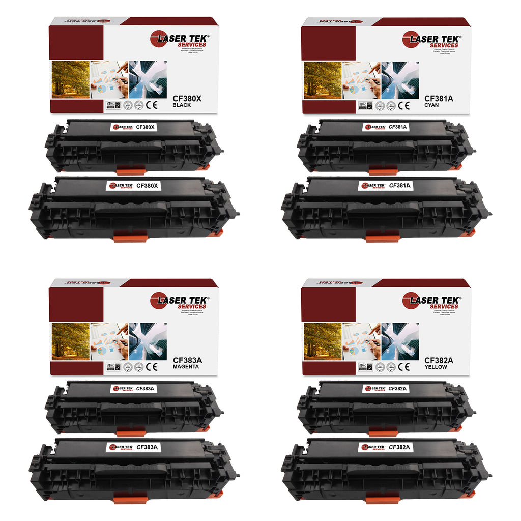 HP 312X CF380X Toner Cartridges 8 Pack - Laser Tek Services