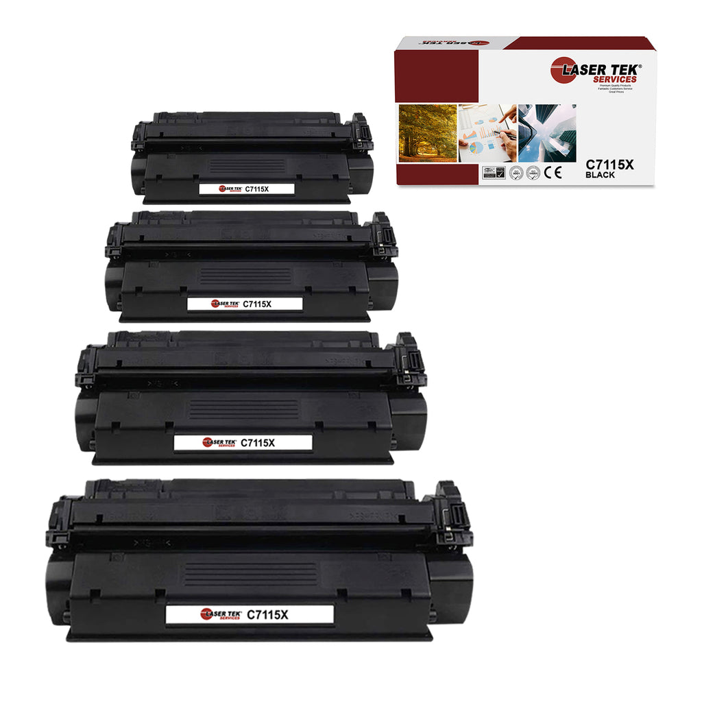 4 Pack HP 15X C7115X Black Compatible High Yield Toner Cartridge | Laser Tek Services