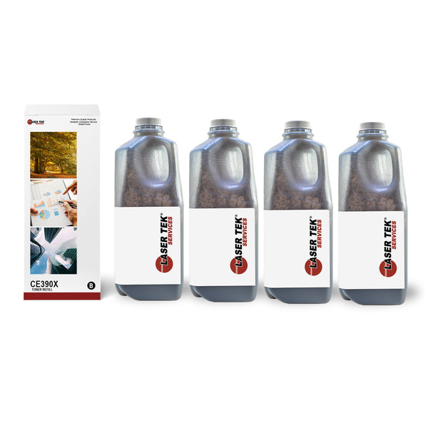 HP CE390X CE390A Black Toner Refill Kit 4 Pack - Laser Tek Services