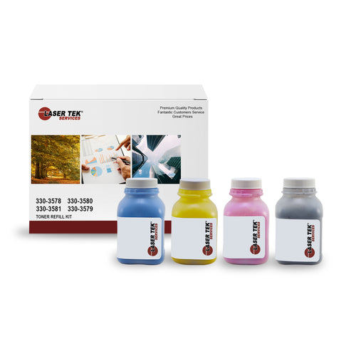 DELL 1230 1230C 1235 HIGH YIELD 4 PACK TONER REFILL WITH CHIPS