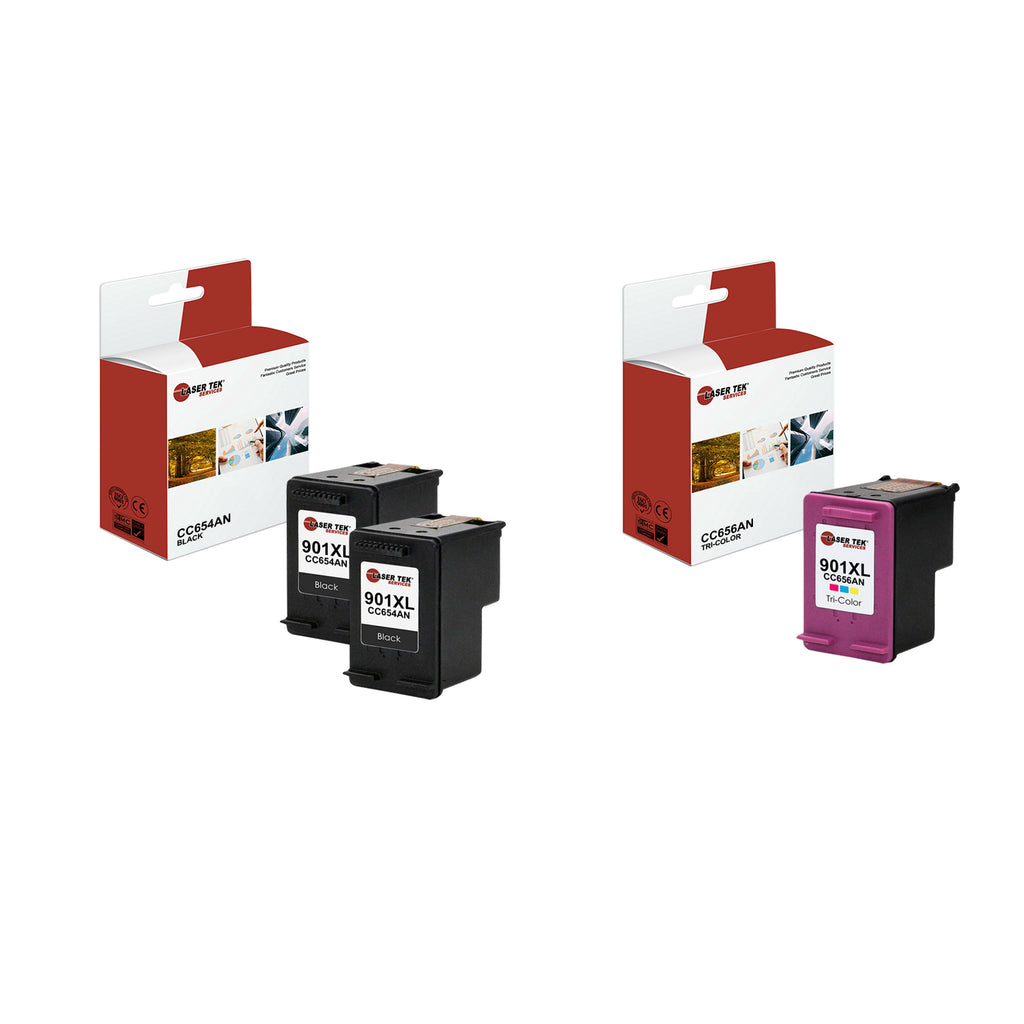 3 Pack Comaptible  HP 901XL High Yield Replacement Ink Cartridges forr the HP OfficeJet 4500 (2 Black, 1 Tri-Color)
