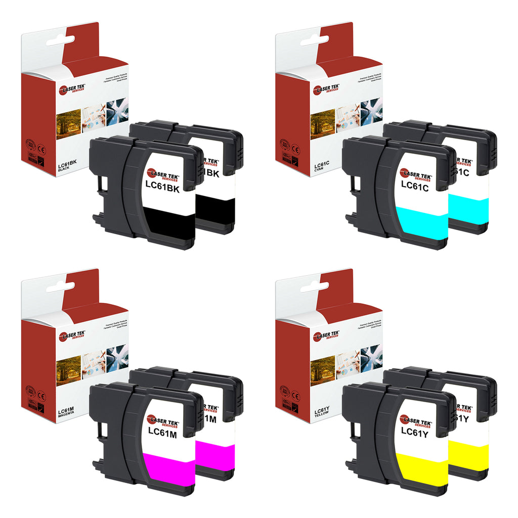 8 PACK LC61 INK CARTRIDGES SET FOR BROTHER MFC-J615W J415W MFC-490CW MFC-58
