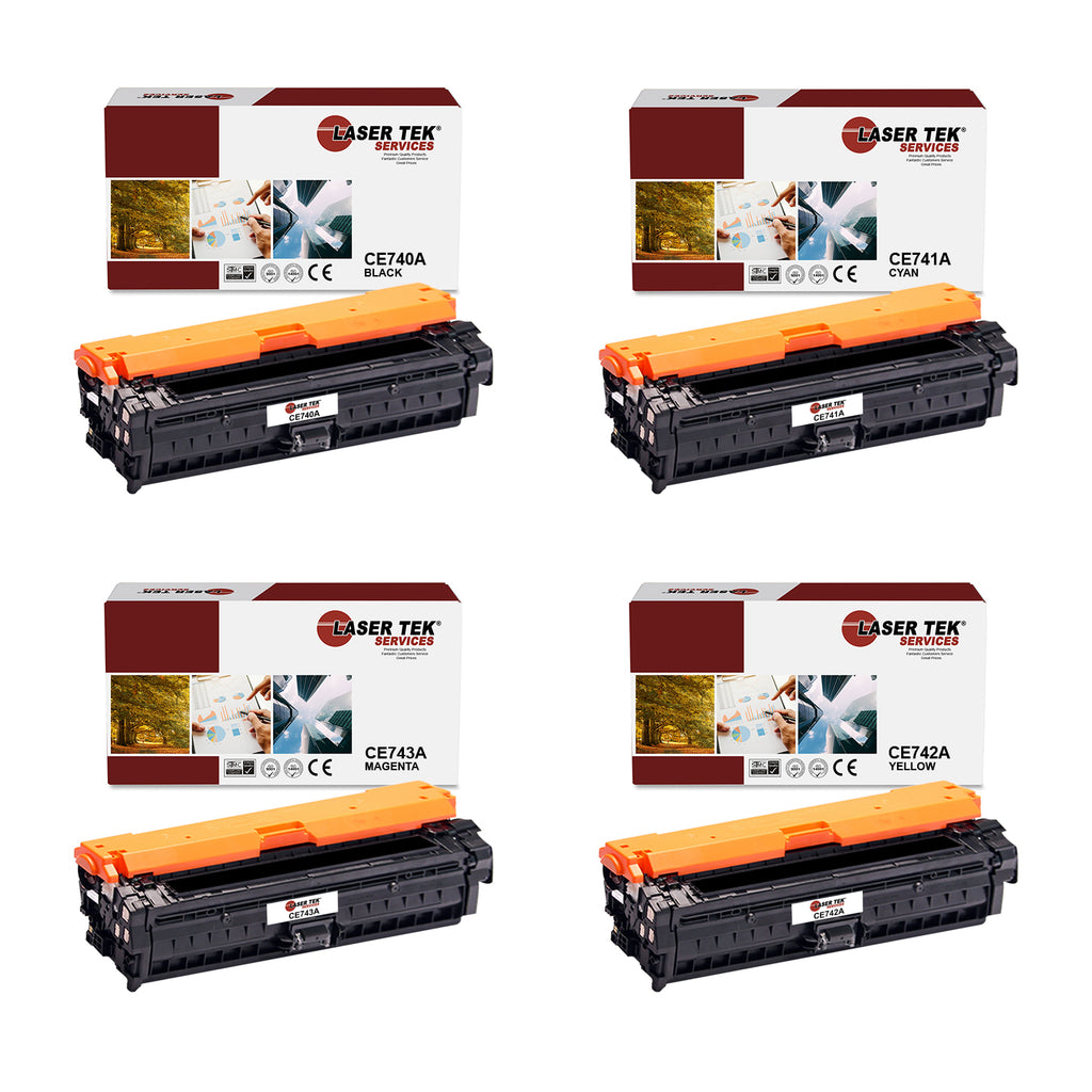 4 Pack HP CE740A CE741A CE742A CE743A (HP 307A) Remanufactured Toner Cartridges