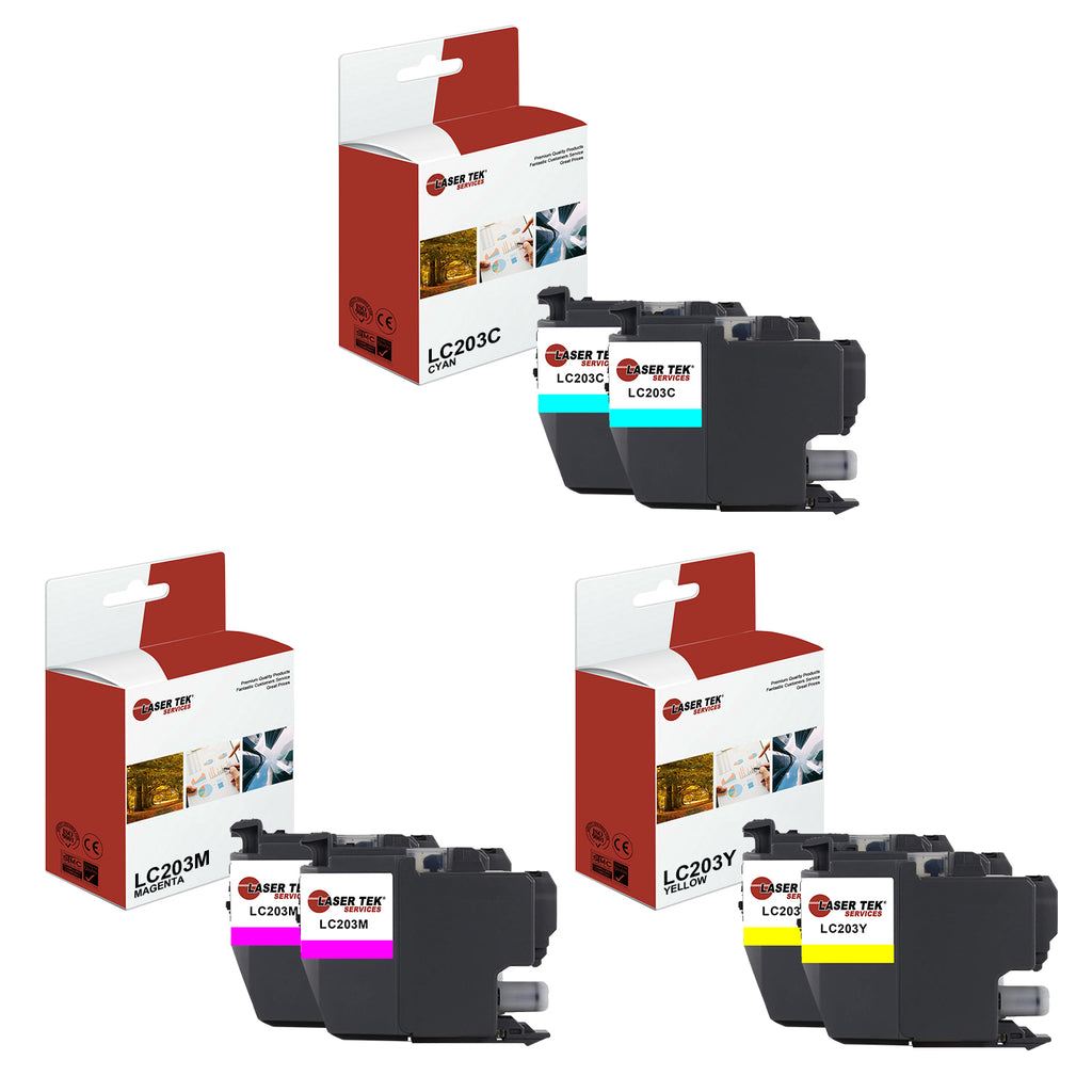 6 Pack Compatible Brother LC203 Replacement Ink Cartridges for the Brother MFC-J4320DW, MFC-J4420DW, MFC-J4620DW, MFC-J5520DW, MFC-J5620DW, MFC-J5720DW (3 Black, 1 Cyan, 1 Magenta, 1 Yellow)