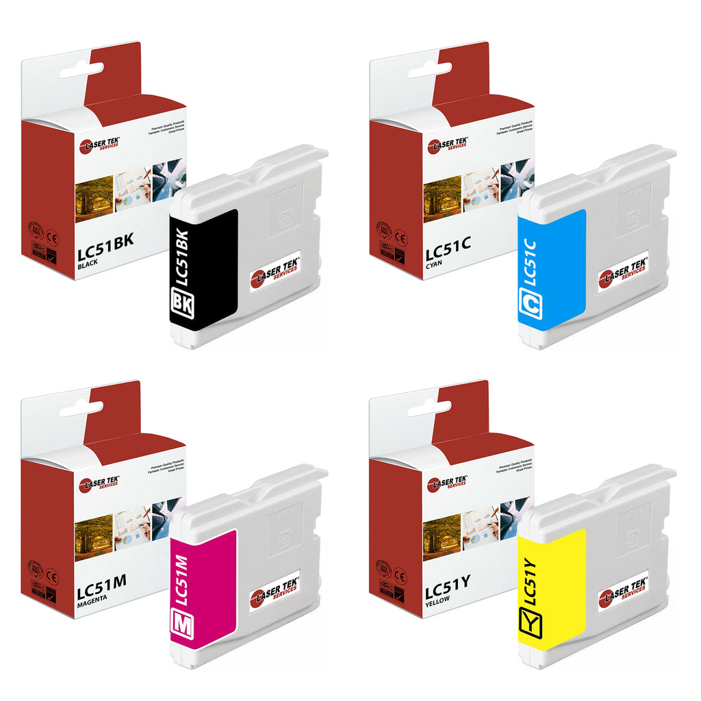 4 Pack Brother LC-51 LC51 Remanufactured Ink Cartridge Compatible with DCP-130C FAX 1860C 1960C MFC-5860CN