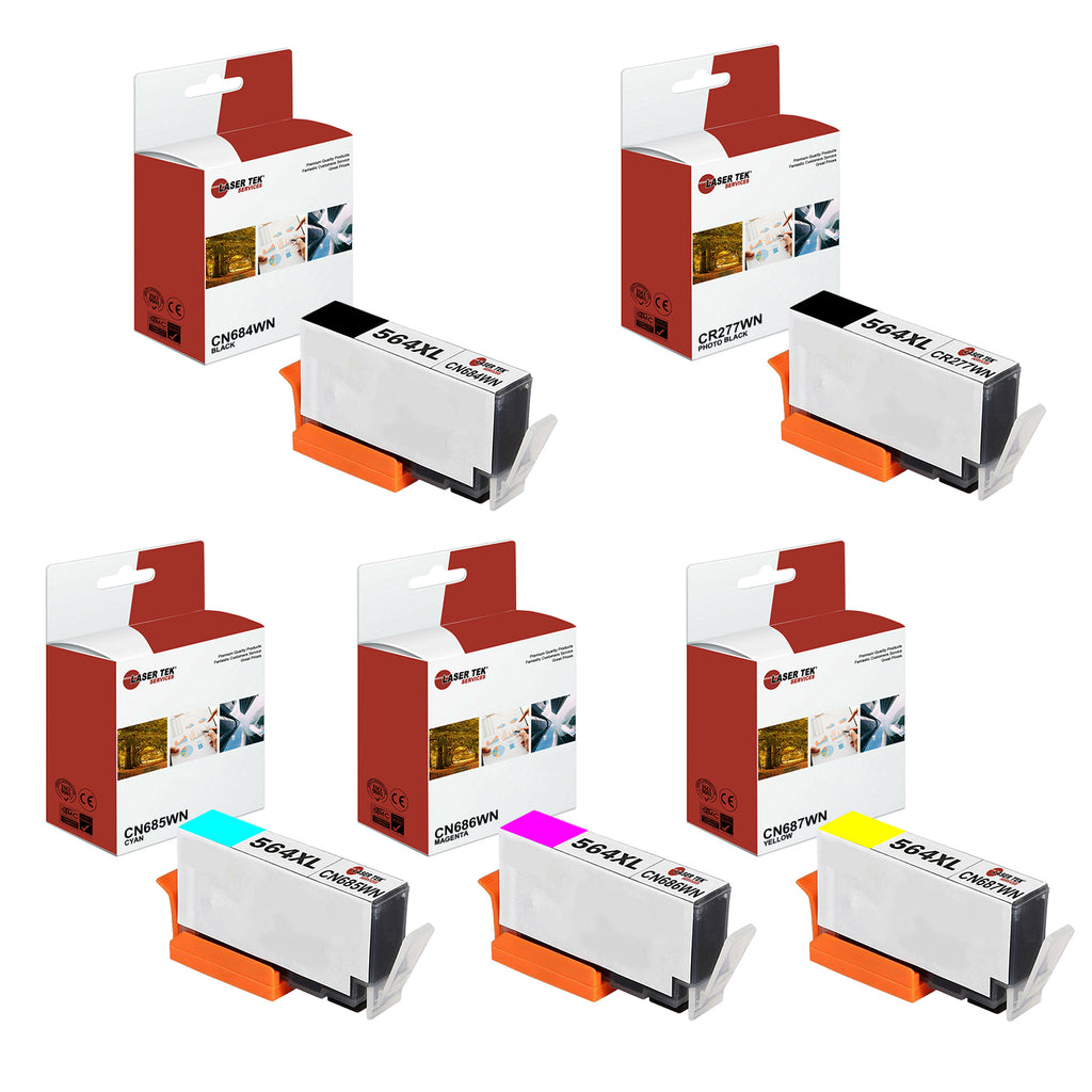 5 Pack Compatible Ink Cartridge Replacements for HP 564XL (Black, Photo Black, Cyan, Magenta, Yellow)