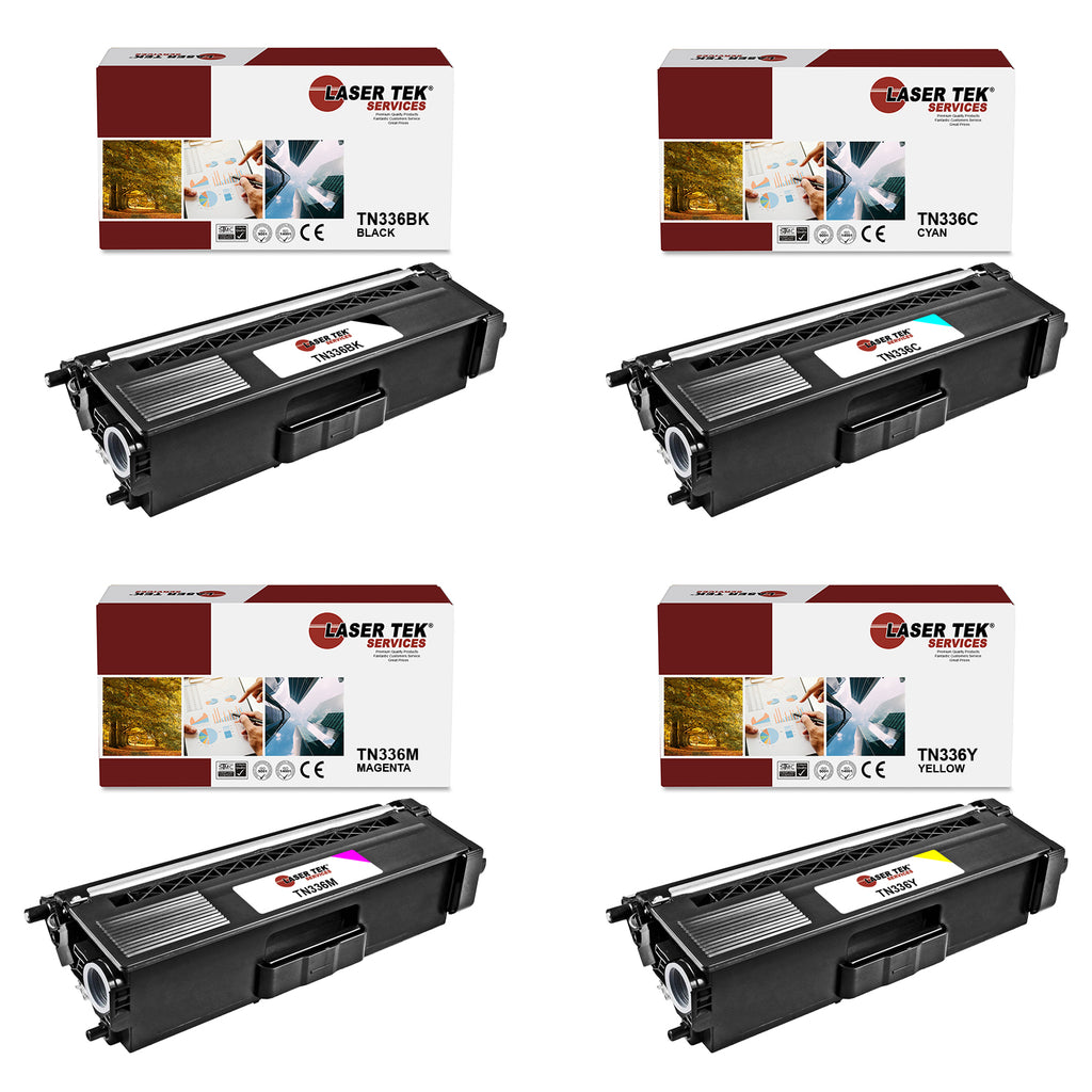 4 Pack Compatible Brother TN336BK Black High Yield Replacement Toner Cartridges for the Brother HL-L8250CDN, HL-L8350CDW, HL-L8350CDWT, MFC-L8600CDW, MFC-L8850CDW