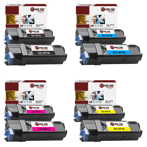 8 PACK DELL 2150 2150CDN 2150CN 2155CDN 2155CN REMANUFACTURED TONER CARTRIDGE REPLACEMENT