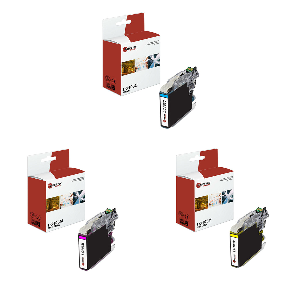 Brother LC103C LC103M LC103Y 3 Pack Ink Cartridges - Laser Tek Services