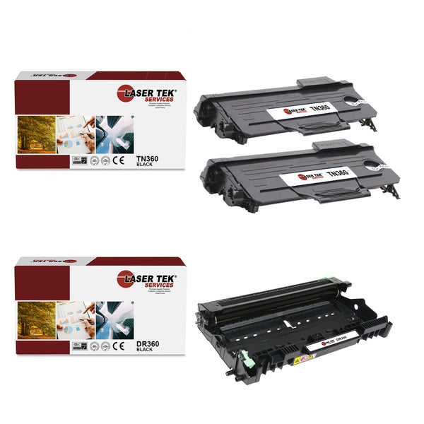 2 BROTHER TN360 CARTRIDGES 1 DR360 DRUM - Laser Tek Services