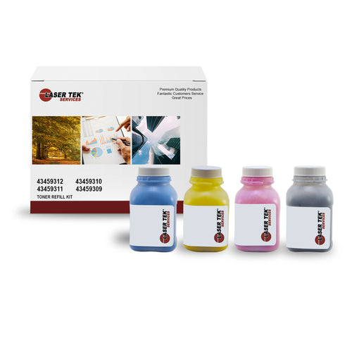 OKIDATA C3400 3400 C3530MF 4 PACK TONER REFILL WITH CHIPS