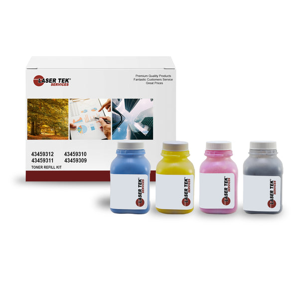 OKIDATA C3400 3400 C3530MF 4 PACK TONER REFILL WITH CHIPS