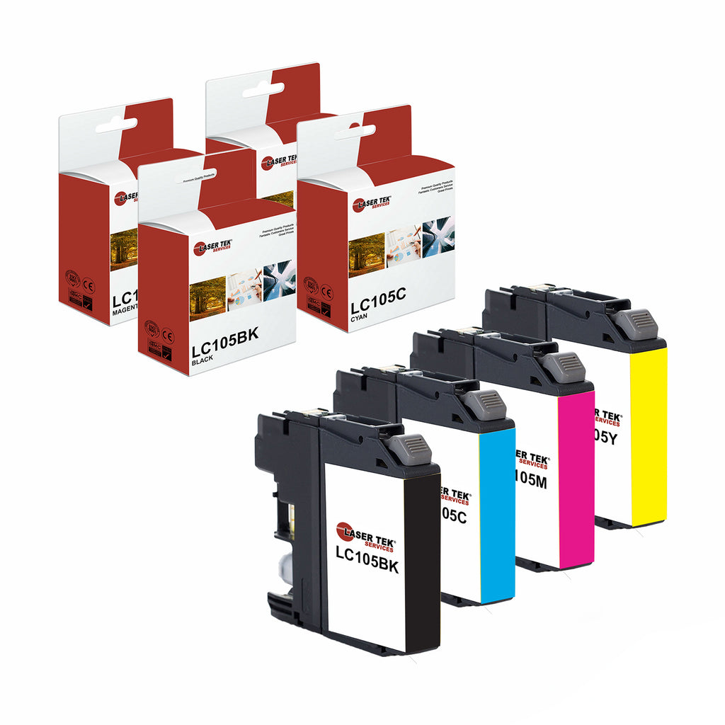 BROTHER LC107 AND LC105 4-SET COMPATIBLE SUPER HIGH YIELD INK CARTRIDGES: 1BK, 1C, 1M, 1Y