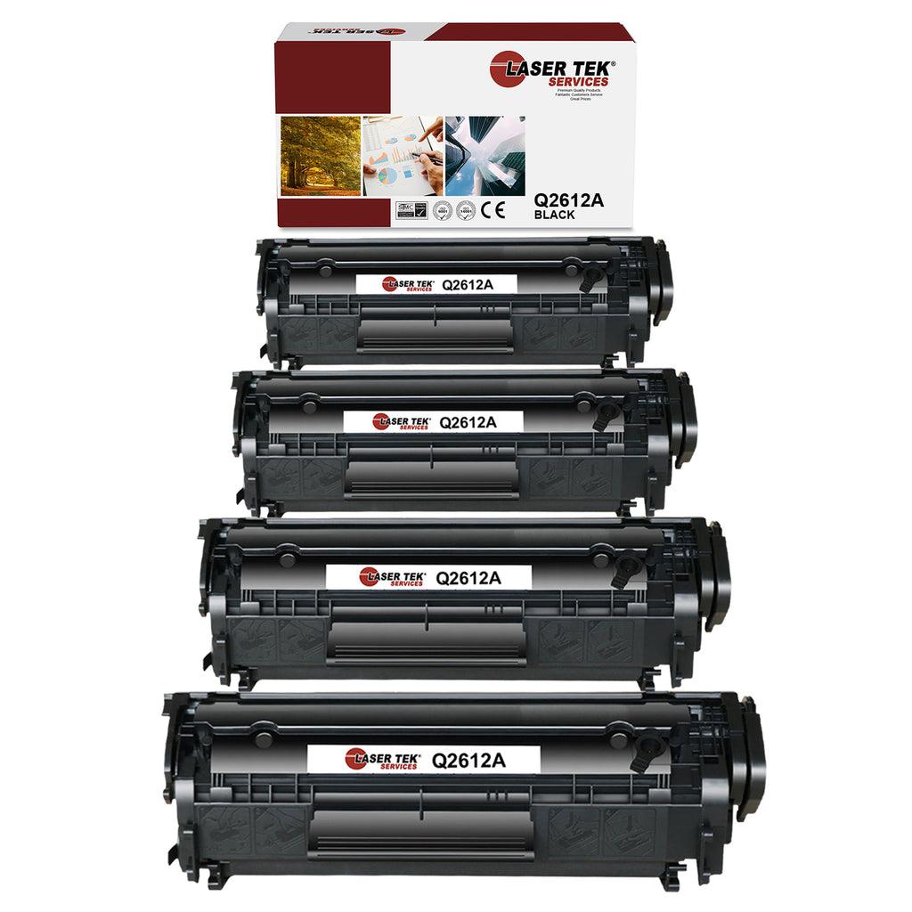 4 Pack HP LaserJet Q2612A Remanufactured Toner Cartridge