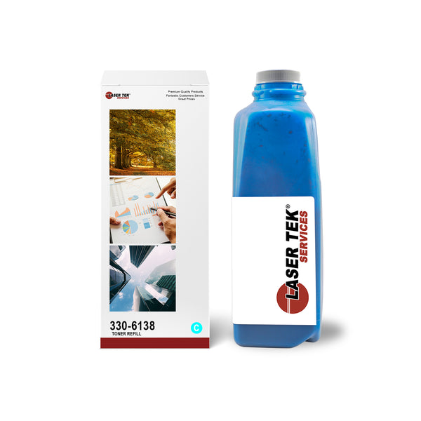 CYAN TONER REFILL WITH RESET CHIP FOR DELL 7130 7130CDN 330-6138 J5YD2 4C8R