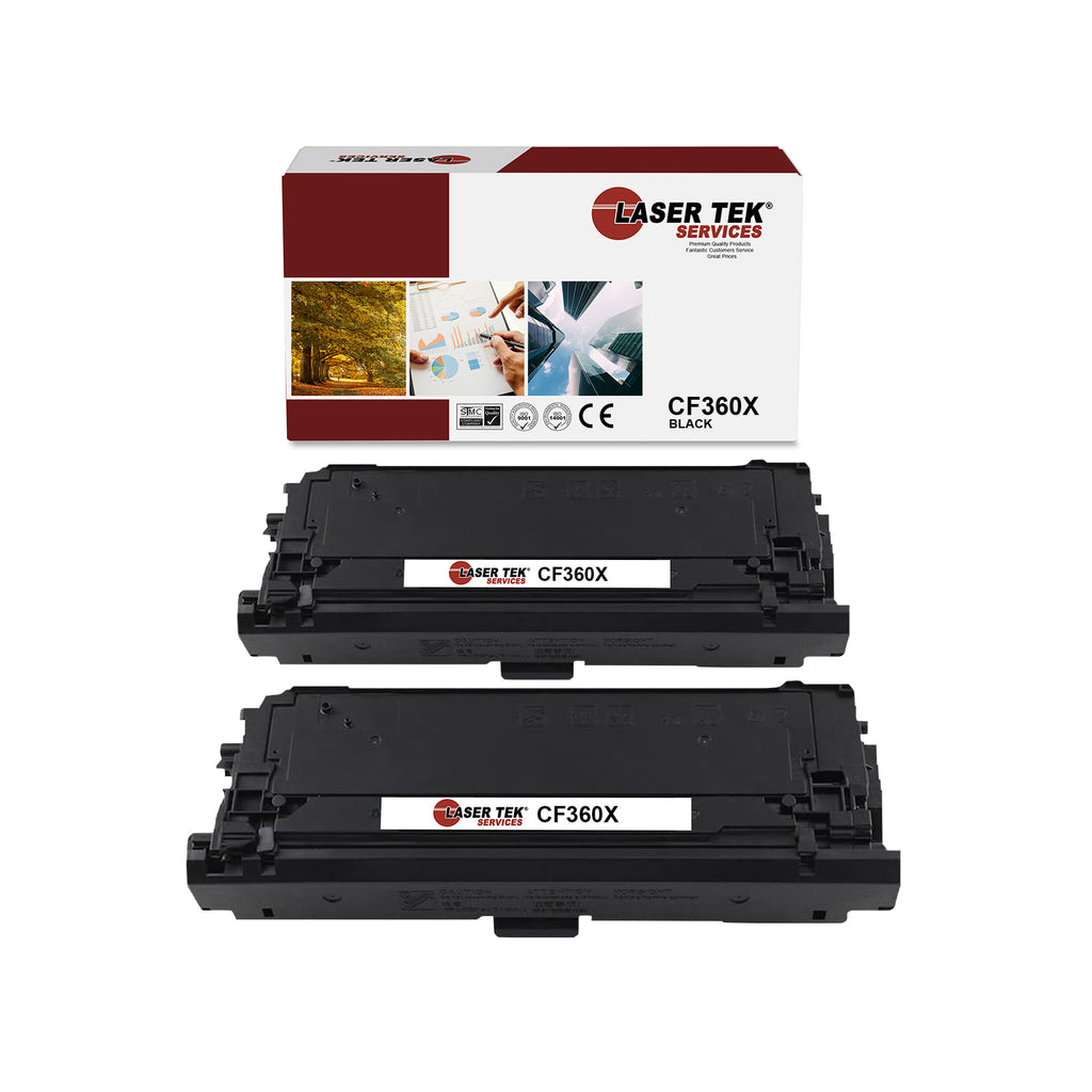 2 Pack Black Compatible 508X High Yield Toner Cartridge Replacements for the HP CF360X