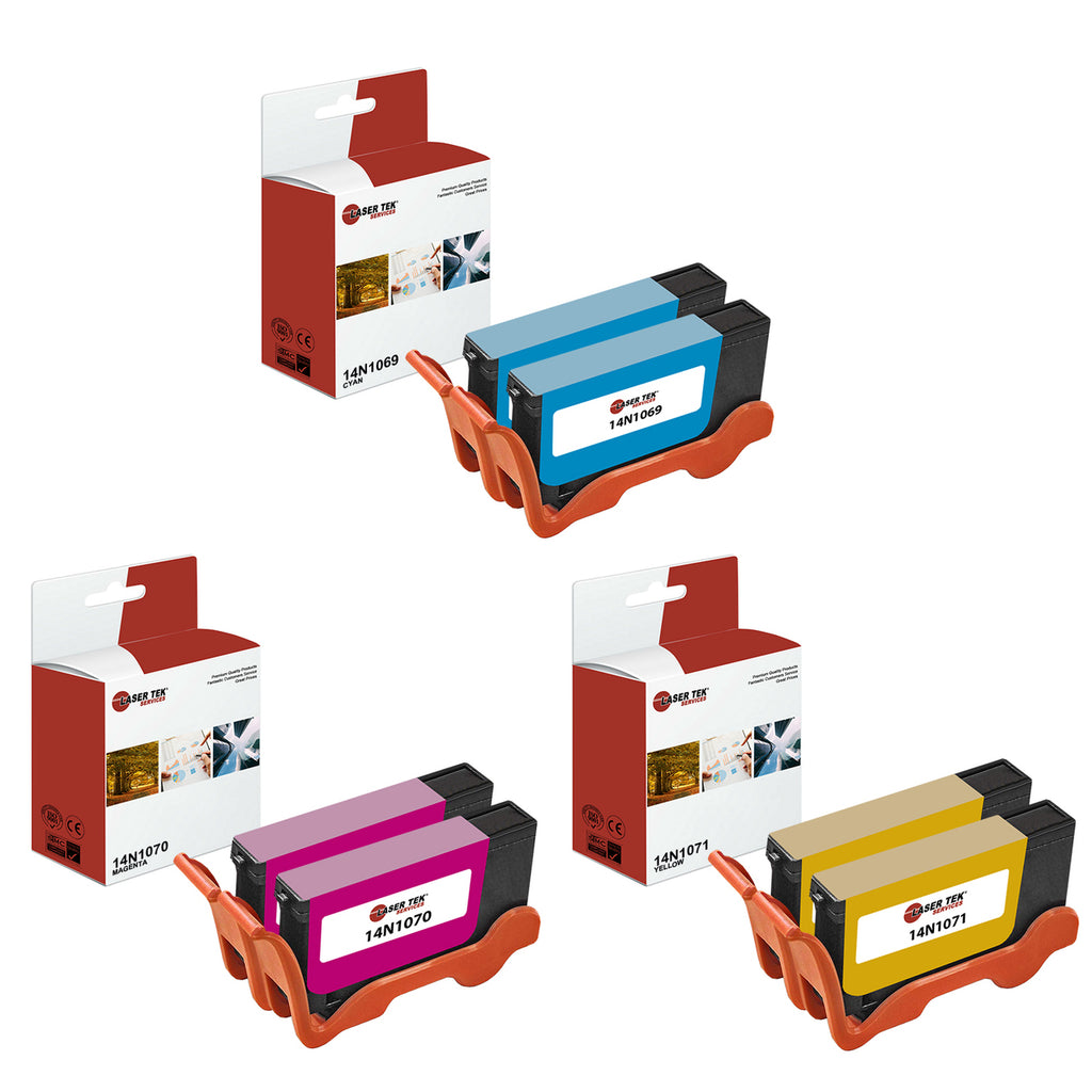 6 pack Color Inkjet Cartridges for the Lexmark 100XL (14N1069 14N1070 14N)