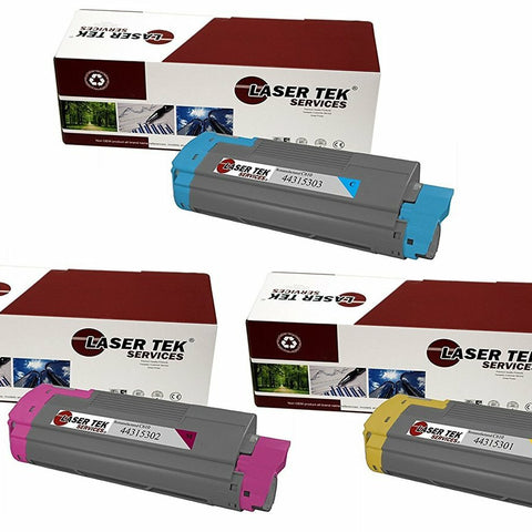 3 Pack Compatible C610 Toner Cartridge Replacement for the Okidata 44315303, 44315302, 44315301. (Cyan, Magenta, Yellow)