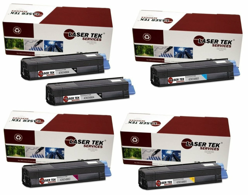 Okidata 43034804 43034803 43034802 43034801 Toner Cartridge 5 Pack - Laser Tek Services