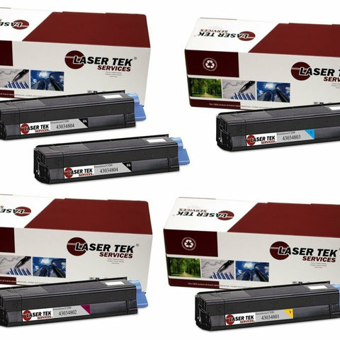 Okidata 43034804 43034803 43034802 43034801 Toner Cartridge 5 Pack - Laser Tek Services