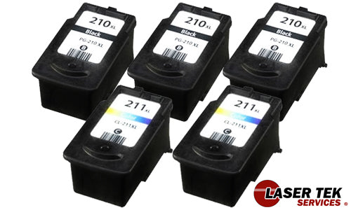 5 PACK NEW INK CARTRIDGE FOR CANON PG-210XL CL-211XL (3 BLK 2 CLR) MP250