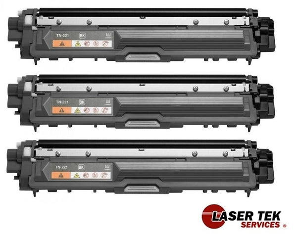 3PK BROTHER TN221BK COMPATIBLE TONER CARTRIDGE